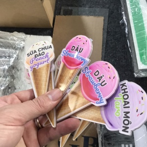 Thẻ Mica hình cây kem - In Sticker Mica dán 